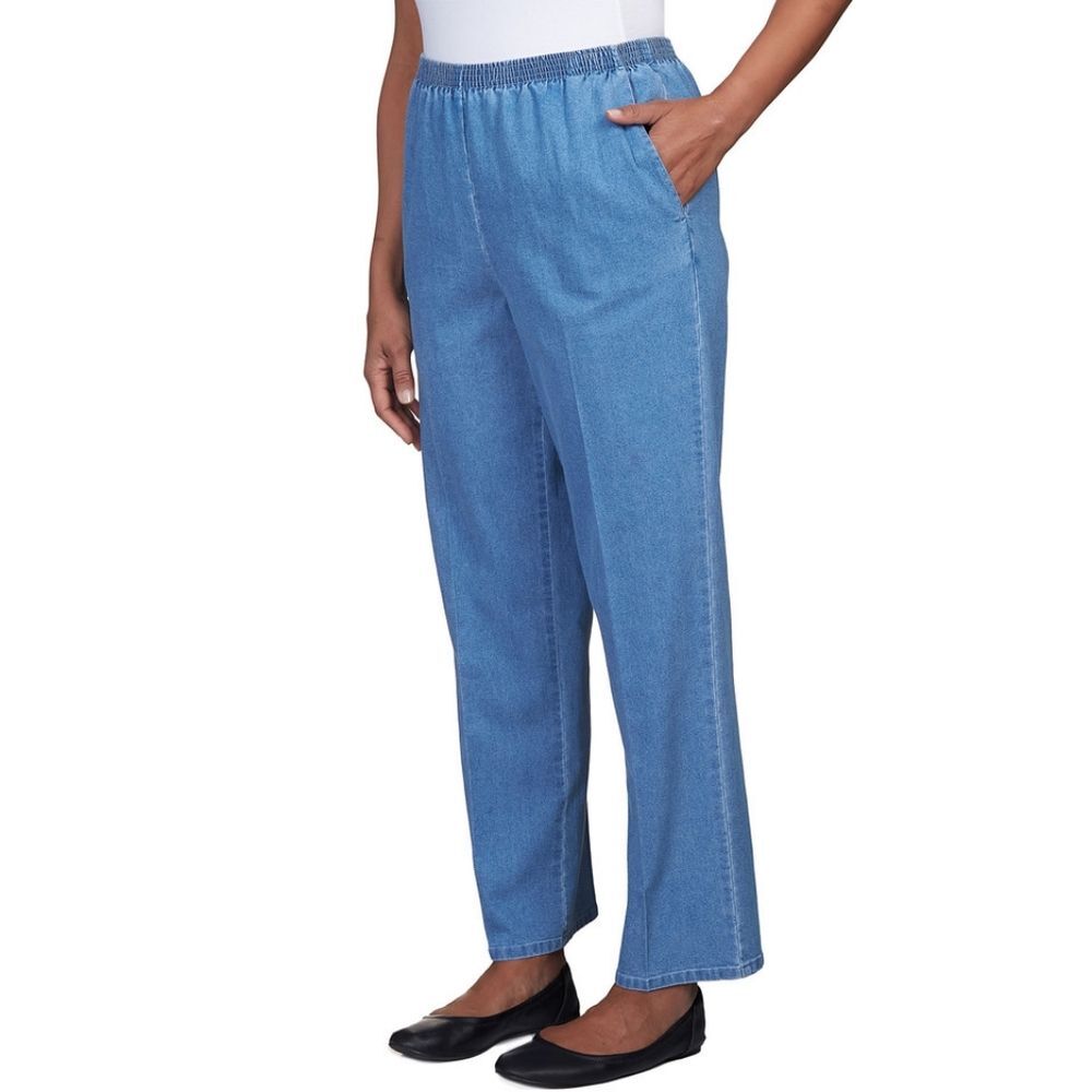 Alfred Dunner Size 6P Women's Elastic Waist Average Length Denim Pant